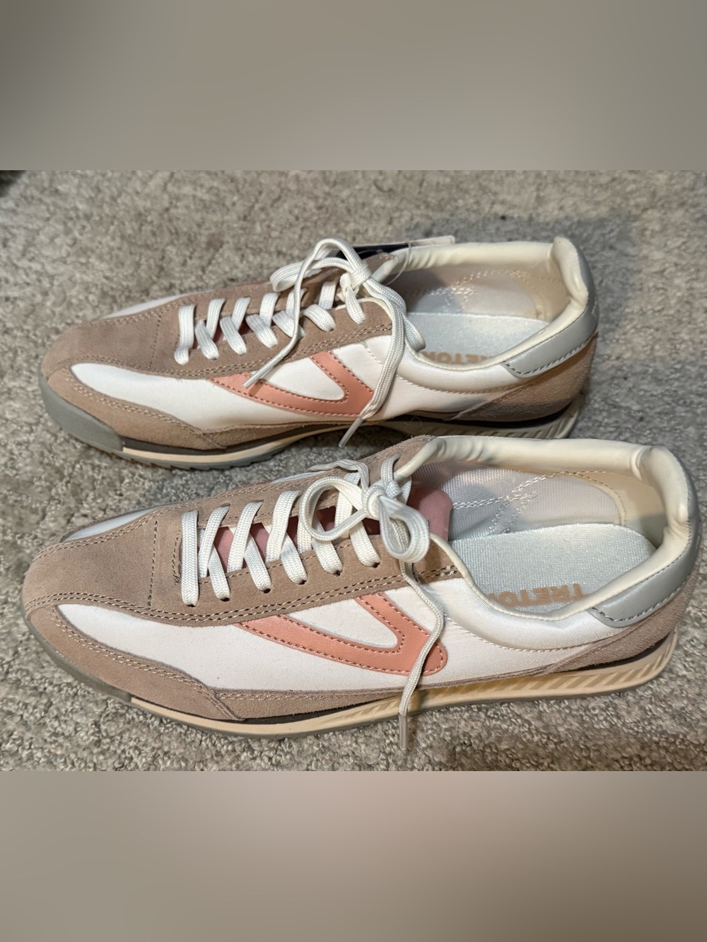 Tretorn Women's Pink and Cream Retro Runner Sneakers